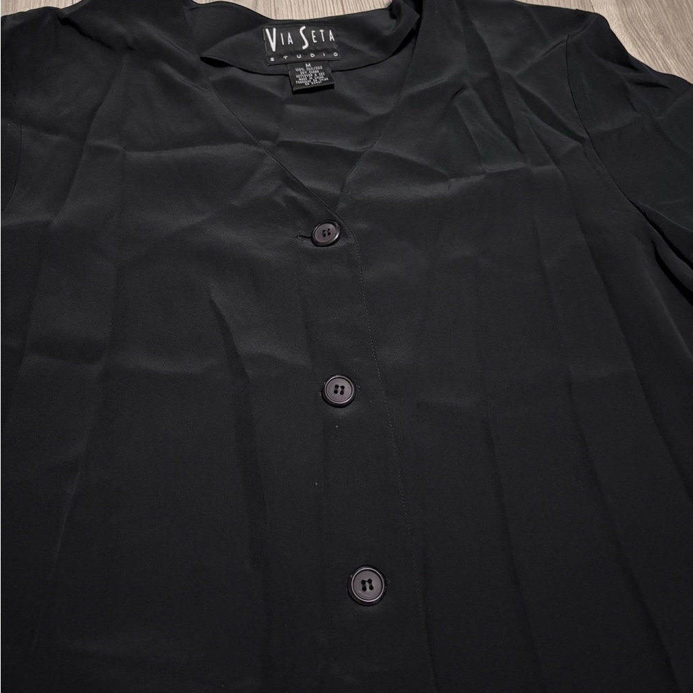 Via Seta Studio 100% Silk Button Down Size Medium View 2